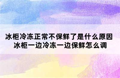 冰柜冷冻正常不保鲜了是什么原因 冰柜一边冷冻一边保鲜怎么调